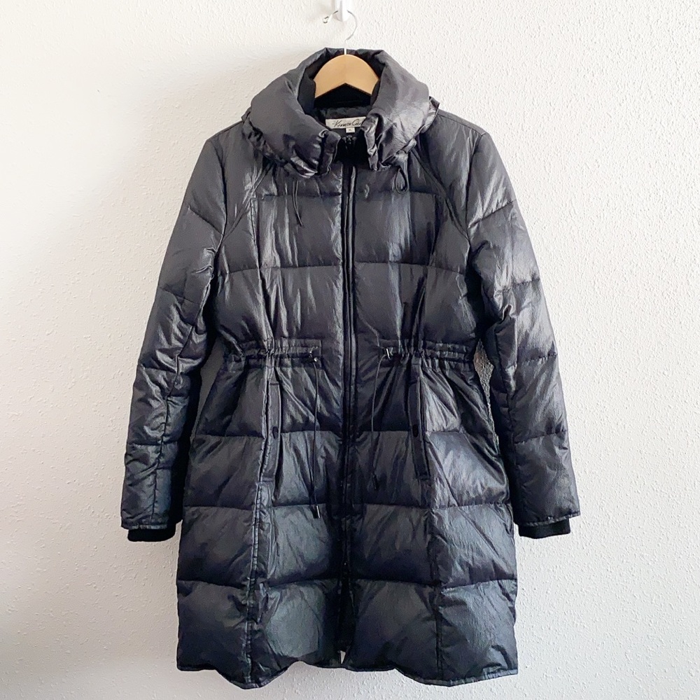 Kenneth Cole Long Black Puffer Jacket Down Parka Jacket
